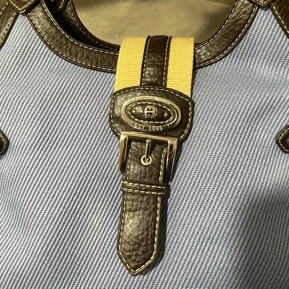 Etienne Aigner Shoulder Bag in Blue with Black Trim! GUC!! - Picture 7 of 13